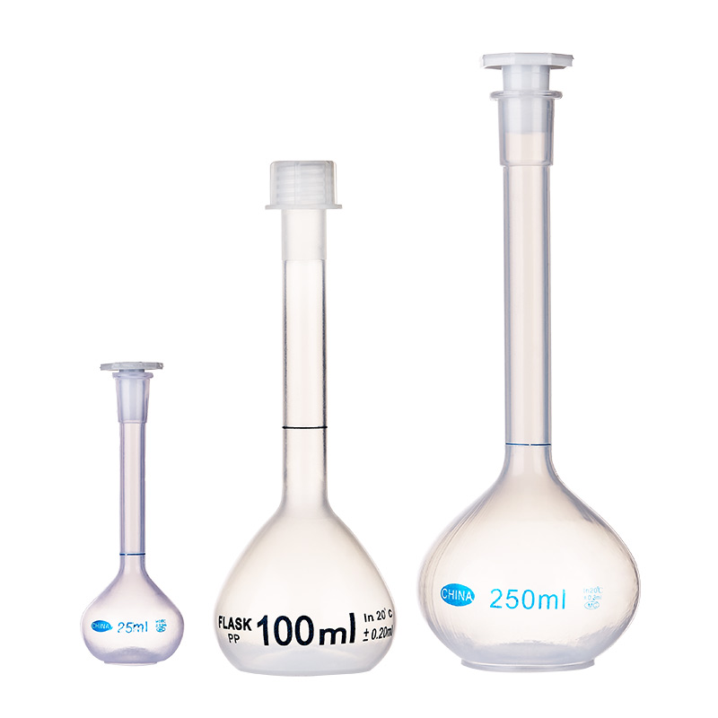 比克曼生物BKMAMLAB塑料容量瓶过滤膜平口螺口带盖加厚PP材质耐高温酸碱10 25 50 100 200 250 500 1000ml