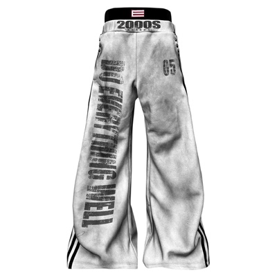 DETW喷脏水洗双腰卫裤