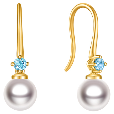 enzo18K金海水珍珠托帕石耳环