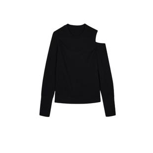 LESS巴素兰羊毛衫女红色镂空设计感露肩内搭针织衫2N0312930