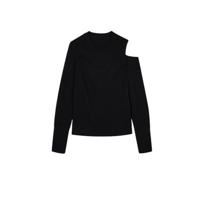 LESS巴素兰羊毛衫女红色镂空设计感露肩内搭针织衫2N0312930