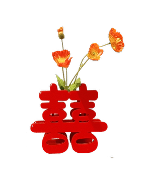 创意喜字花瓶Ins风摆件