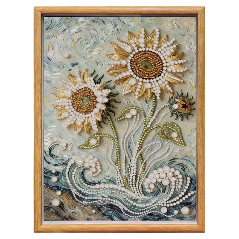 向日葵DIY珍珠画手工创意小清DIY/数字油画