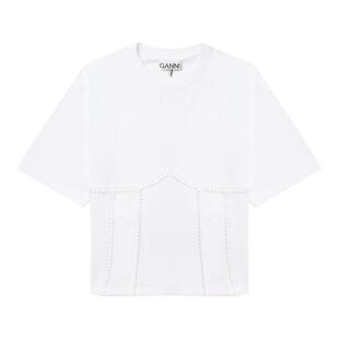 IT GANNI女装宽松短袖T恤新款个性时髦露背系带纯色上衣T4149SXO