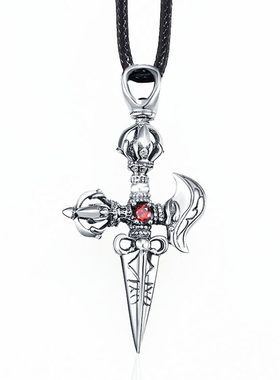 十字架金刚降魔杵斧头长款毛衣链