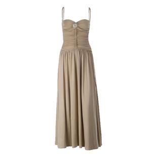 小可wiwi希腊女神气质吊带辣妹连衣裙法式编织绳收腰度假出片长裙