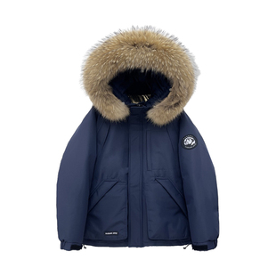 新款工装羽绒服女大毛领韩版小个子白鸭绒加厚休闲宽松派克服外套