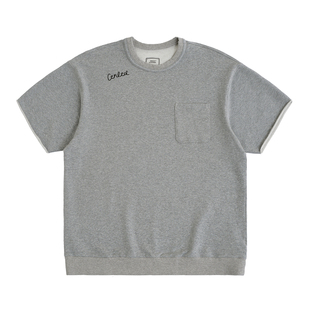 CENLES SS26 破坏卷边极简休闲风刺绣卫衣布短袖圆领T恤百搭基础