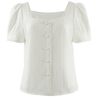 法式复古泡泡袖蕾丝衫典雅泡泡袖