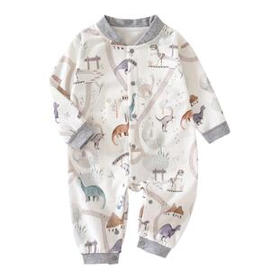 贝肽斯婴儿衣服秋季连体衣长袖新生幼儿男女宝宝纯棉打底睡衣S