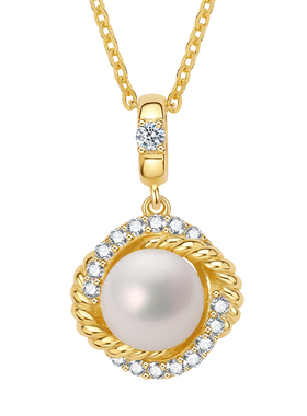 周六福淡水珍珠项链女S925银链坠优雅时尚送女友圣诞礼物