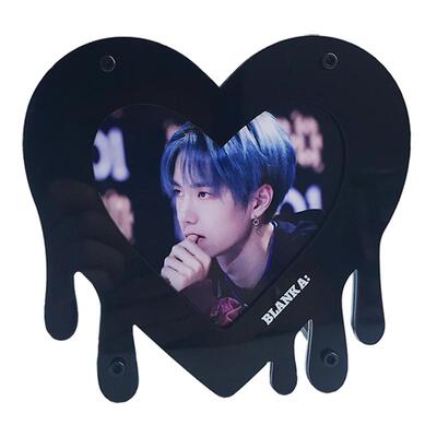 Blanklabel黑色爱心形亚克力相框相架追星情侣照片桌面装饰摆件