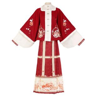 原创福虎生威汉服女中国风明制马面裙方领对襟上衣古风日常秋冬季