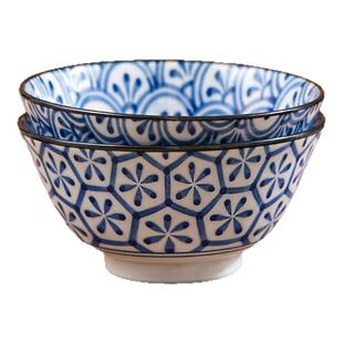 日本进口釉下彩陶瓷米饭碗碟套装礼盒家用餐具菜盘日式汤盘碗碟