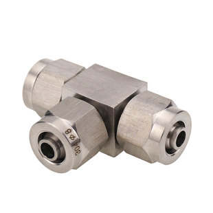 不锈钢快拧接头快速接头直通气动三通气管快接头尼龙软管锁母接头