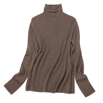 外缝边高领弹力精纺羊绒打底衫