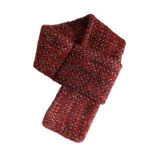 红色高端羊绒围巾秋冬花纱穿插式围脖护颈加厚脖套本命年送礼长辈