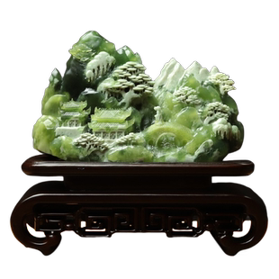 尚品美格天然玉石精雕岫玉摆件花玉原石意境山水家居礼品摆件山子