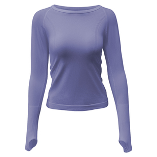 蓝小可速干健身做瑜伽长袖上衣修身训练瑜伽服普拉提运动跑步T恤