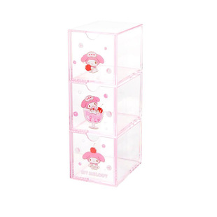 MINISO名创优品三丽鸥玉桂狗三格抽屉收纳盒可爱美乐蒂杂物整理盒