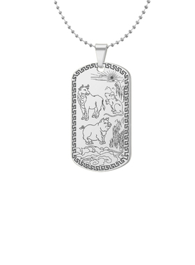 猪鼠牛三会生肖吊坠亥子丑三合牌