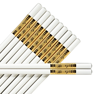 白色公筷子高档酒店专用筷商用定制刻字加长合金筷抗菌防霉耐高温