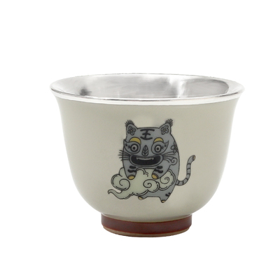 足银999纯手工包银杯简约品茗杯