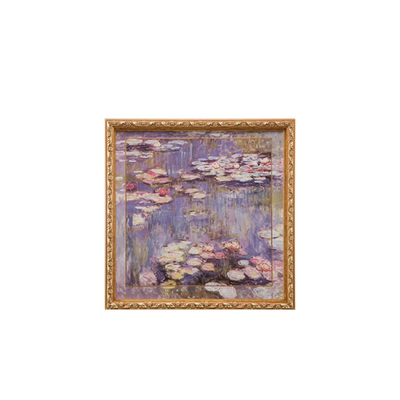MONET莫奈紫色手绘油画古典金