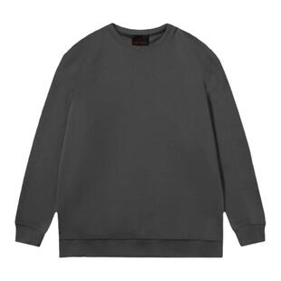 碳灰色加绒圆领卫衣男春秋季炭灰色不带帽男生深灰色男士纯色上衣