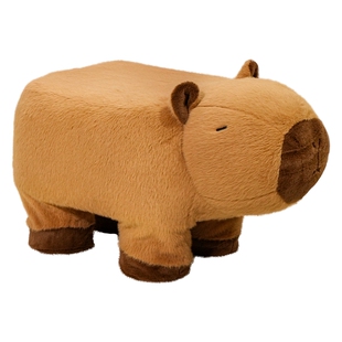 卡皮巴拉豚豚毛绒小凳子换鞋凳门口家用创意可爱穿鞋凳实木矮板凳