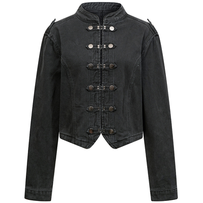 原创亚比风朋克金属扣立领外套潮