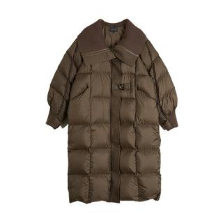 ELLE90鹅绒深棕色中长款鹅绒服女2025冬季新款小个子中长款羽绒服