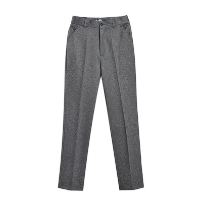 新款深灰色弹力加厚中老年女裤