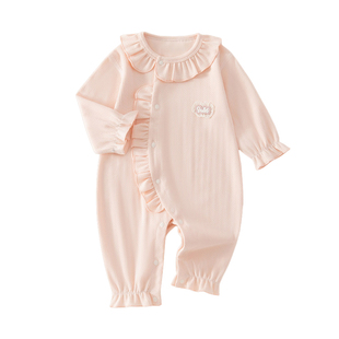 婴儿连体衣春秋季婴幼儿衣服纯棉公主可爱女宝宝哈衣爬服外穿春装