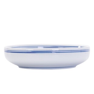 陶瓷双线蓝边拌面碗钵碗景德镇中式浅碗水果深盘矮碗蒸菜馆钵仔碗