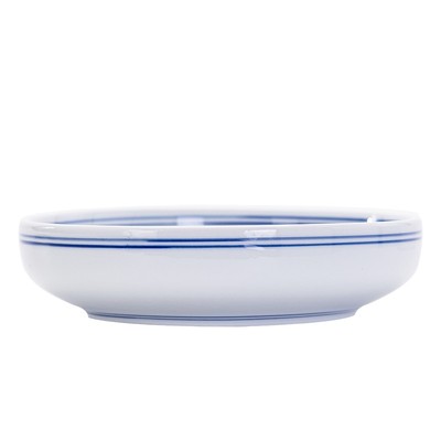 华轩陶瓷中式双线蓝边浅碗矮碗