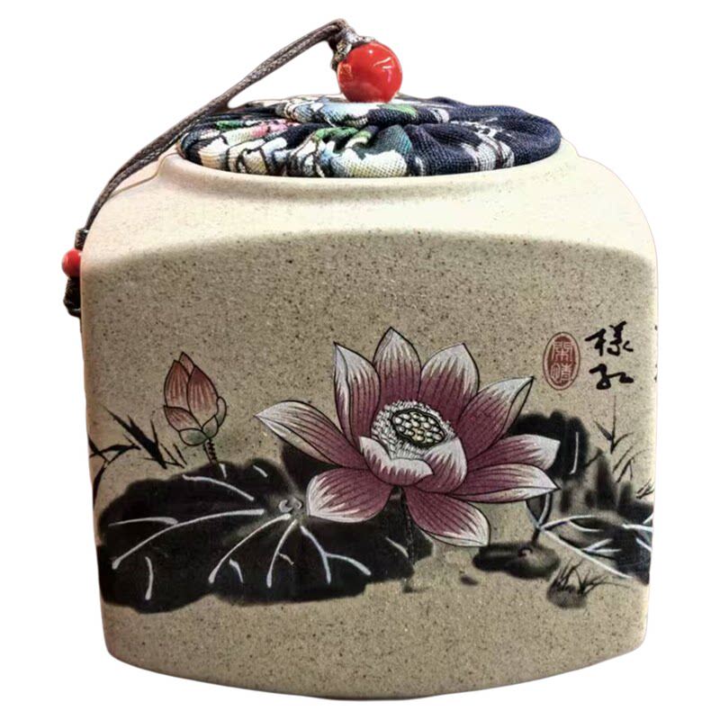粗陶茶叶罐陶瓷紫砂大理石茶罐