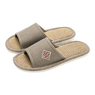 洁丽雅亚麻拖鞋男士春秋室内家居轻音防滑透气四季棉麻布拖鞋女款