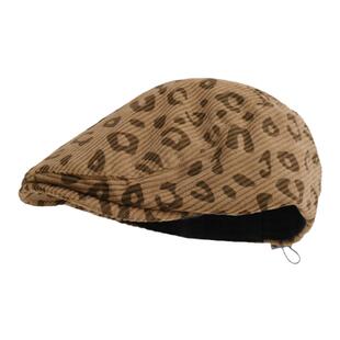 儿童帽子秋冬灯芯绒豹纹前进帽宝宝韩版洋气复古鸭舌贝雷帽男女童