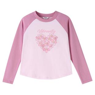 【记忆棉弹弹T】安奈儿女童装圆领插肩袖长袖T恤2026春新款打底衫