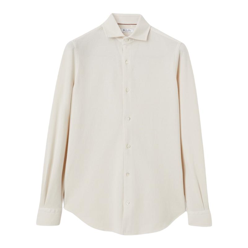 Loro Piana/诺悠翩雅男装白色棉质长袖尖领商务百搭衬衫