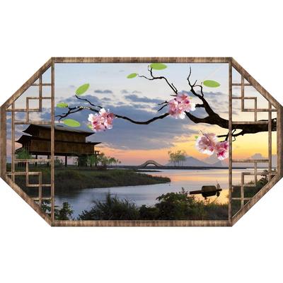 古典假窗老城风景客厅装饰贴画