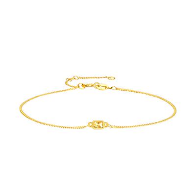 周大生18K金小方糖细链手链