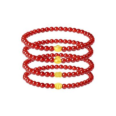 生日礼物红玉髓黄金手链