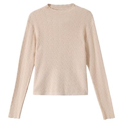 半高领镂空针织衫女短款毛衣