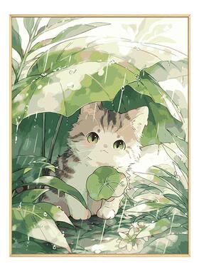 可爱猫咪diy数字油画丙烯画