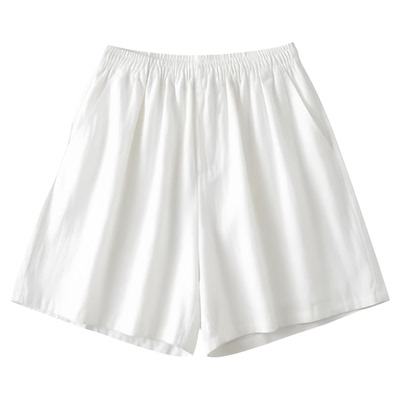 Elastic waist casual wide leg shorts纯色松紧腰休闲阔腿短裤女