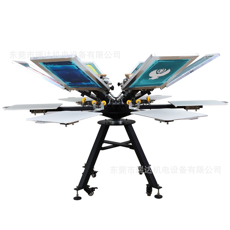 新款 六色布料丝印机 6色新款精密丝网T恤印花机 服装丝印机