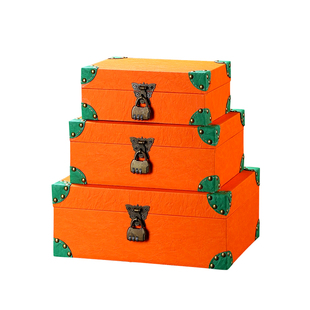 皮革桌面证件收纳盒家用带锁隐私信件整理收藏百宝箱木盒子密码盒