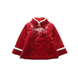 拜年服宝宝女新年女童旗袍套装冬加棉加厚礼服中国风童装儿童唐装